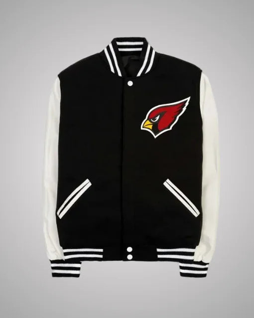 Arizona Cardinals Black and White Varsity Jacket