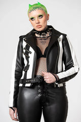 Beetlejuice Striped Vegan Leather Jacket