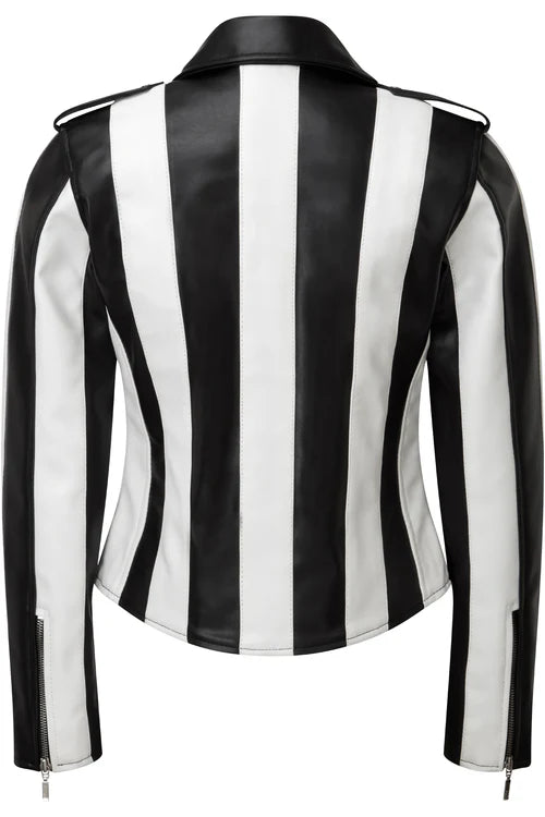 Beetlejuice Vegan Leather Striped Jacket