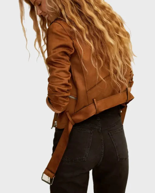 Biker Style Womens Suede Leather Jacket