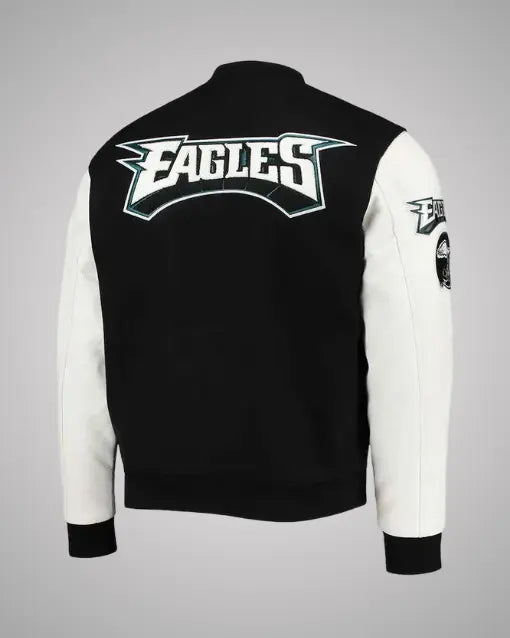 Black and White Philadelphia Eagles Letterman Jacket