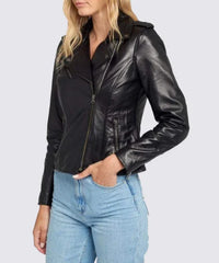 Black Notch Collar Leather Jacket