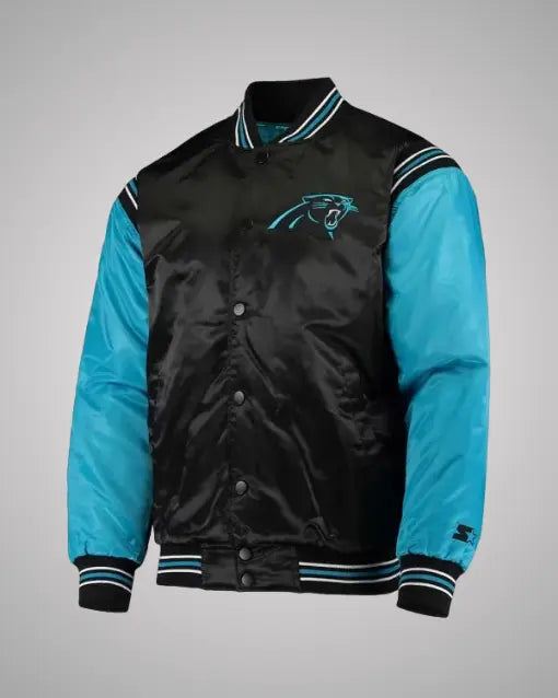 Enforcer Carolina Panthers Black and Blue Satin Jacket