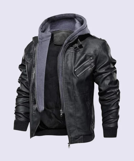 Black Bomber Leather Jacket