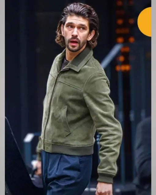 Ben Whishaw Black Doves 2024 Green Suede Leather Jacket