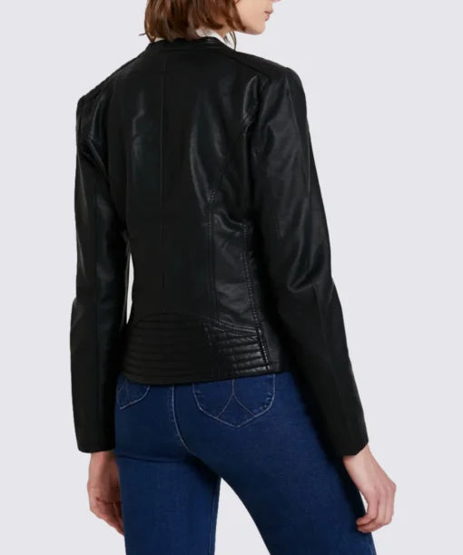 Womens Real Lambskin Black Biker Leather Jacket