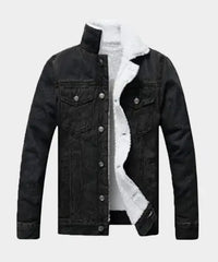 Mens Black Sherpa Denim Jacket