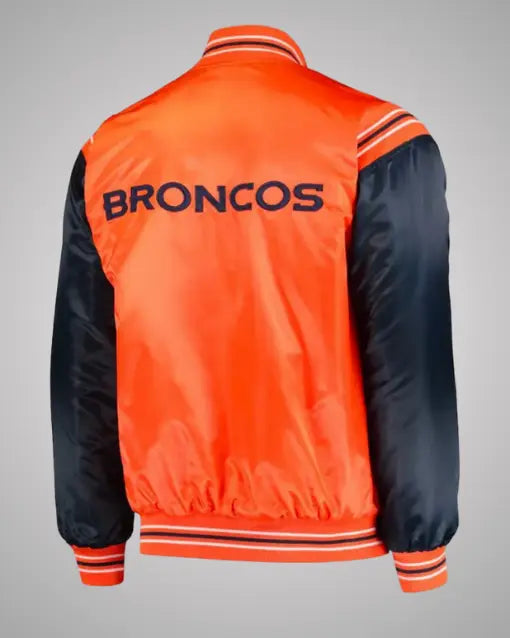 Blue And Orange Satin Varsity Jacket Denver Broncos