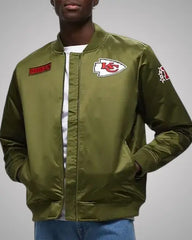 Kansas City Chiefs Satin Green Bomber Jacket