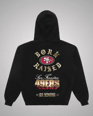 Born X Raised Black San Francisco 49ers Chrome Rocker Hoodie