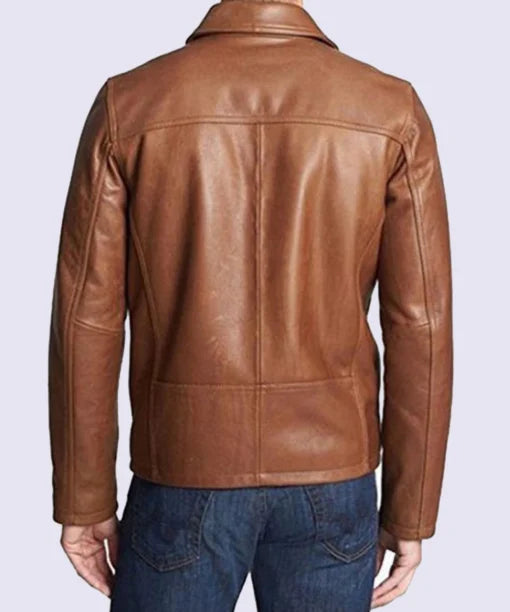 Shirt Style Brown Leather Jacket