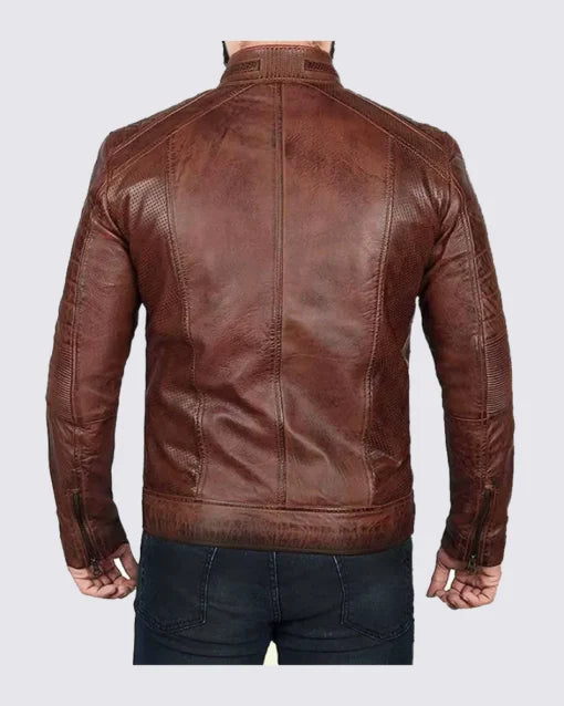 Brown Leather Biker Jacket