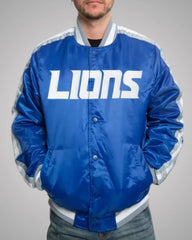 Calvin Johnson Blue Varsity Jacket Detroit Lions