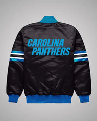 Carolina Panthers Button Down Black Satin Jacket