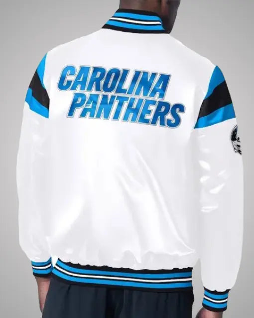 Carolina Panthers Midweight White Satin Jacket