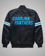 Carolina Panthers Satin Black Bomber Jacket