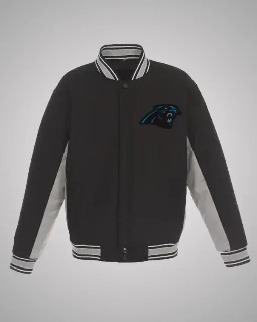 Carolina Panthers Black and Gray Varsity Wool Jacket