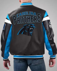 Carolina Panthers Varsity Black Leather Jacket