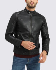 Black Racer Leather Jacket for Men