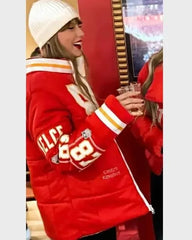 Chiefs Red Puffer Jacket Taylor Swift Kristin Juszczyk