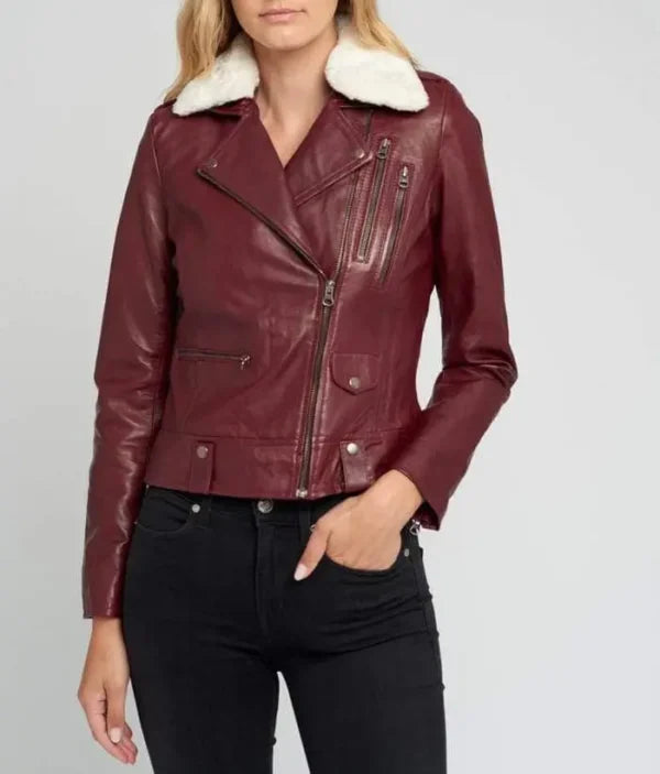 Collar Womens Leather Jacket