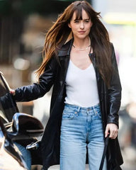 Materialists Dakota Johnson Black Leather Coat