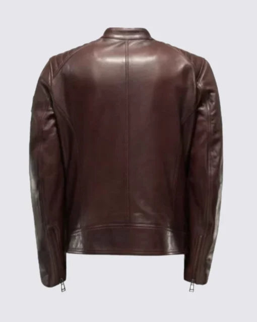 Dark Brown Padded Leather Jacket