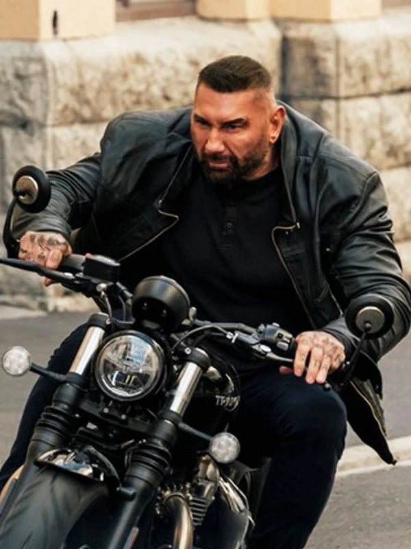 Dave Bautista My Spy The Eternal City Black Leather Jacket