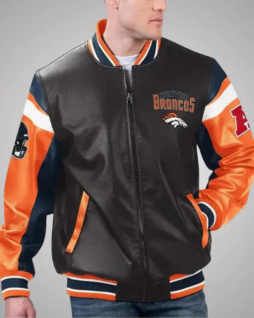 Denver Broncos Varsity Leather Jacket