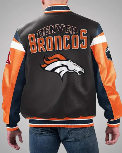 Denver Broncos Black Varsity Leather Jacket