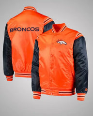 Blue and Orange Varsity Satin Jacket Denver Broncos