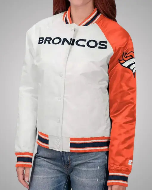 Hometown Denver Broncos Orange and White Satin Jacket