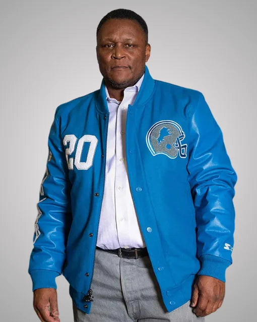 Detroit Lions Big Bad Barry Sanders Blue Varsity Jacket