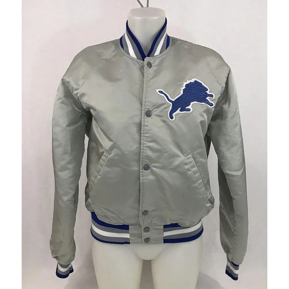 Detroit Lions Gray Satin Jacket