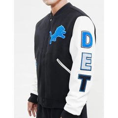 Detroit Lions Letterman Black and White Jacket