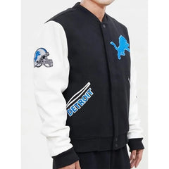 Detroit Lions Letterman Black And White Varsity Jacket