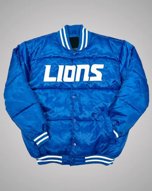 Detroit Lions Bubble Puffer Satin Jacket