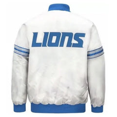 Detroit Lions Striped White Satin Jacket