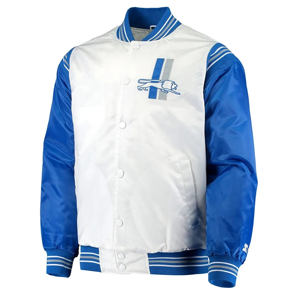 Detroit Lions White And Blue Jacket