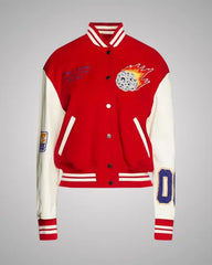 Gigi Hadid Red and White Varsity Jacket