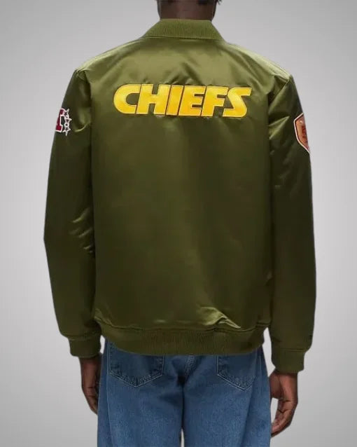 Green Satin Bomber Jacket Kansas City Chiefs