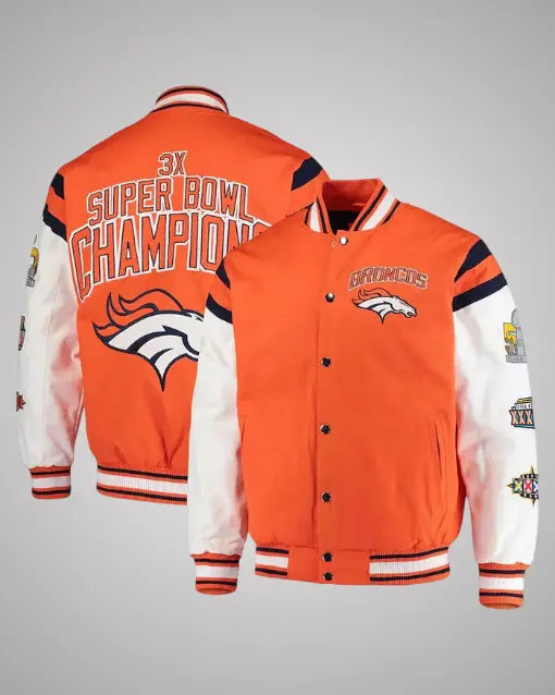 Home Team Orange and White Jacket Denver Broncos