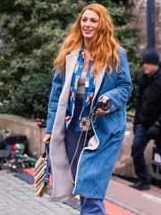 Denim Shearling Coat Blake Lively