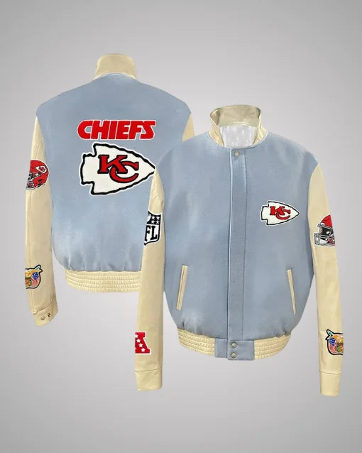 JH Kansas City Chiefs Varsity Baby Blue Jacket