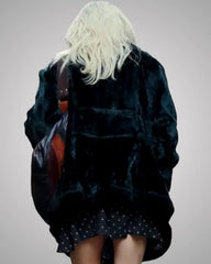 Lady Gaga Joker Folie à Deux Black Shearling Velvet Coat