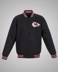 Kansas City Chiefs Black Poly Twill Varsity Jacket