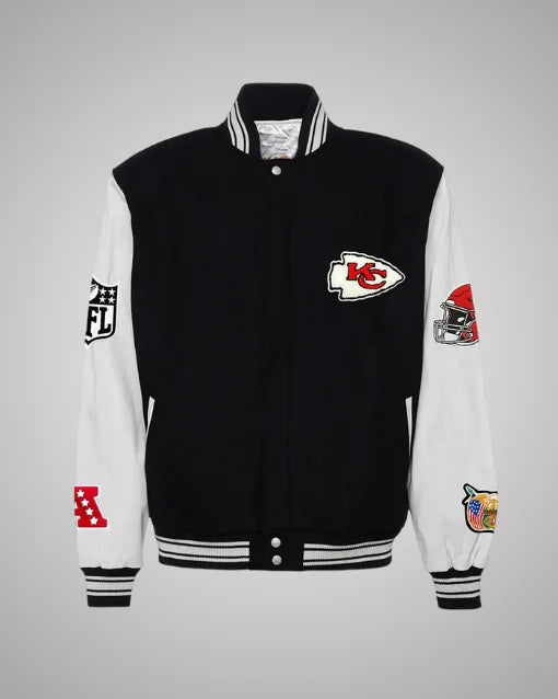 Kansas City Chiefs Black And White Varsity Jacket