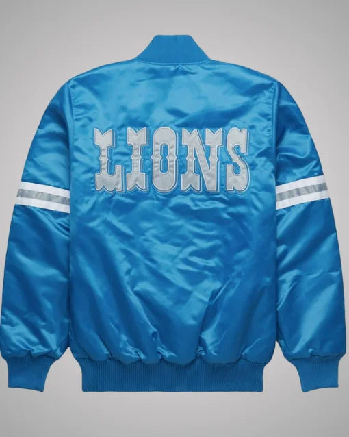 Detroit Lions Satin Light Blue Bomber Jacket