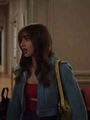 Lily Collins Emily In Paris S03 Emily Cooper Blue Cropped Jacket