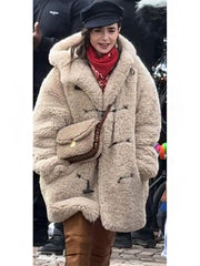 Lily Collins Shearling Jacket